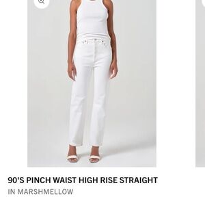 Agolde Women's White Ankle Jeans 90’s pinch waist High Rise